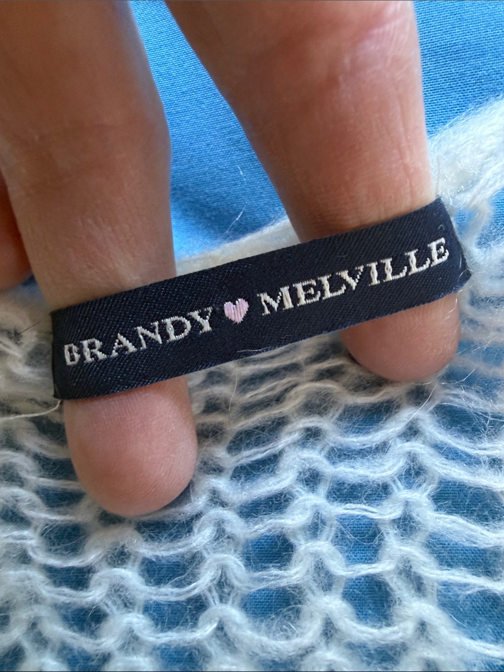Brandy Melville Cream Open Knit Mohair Blend Sweater OS Sheer